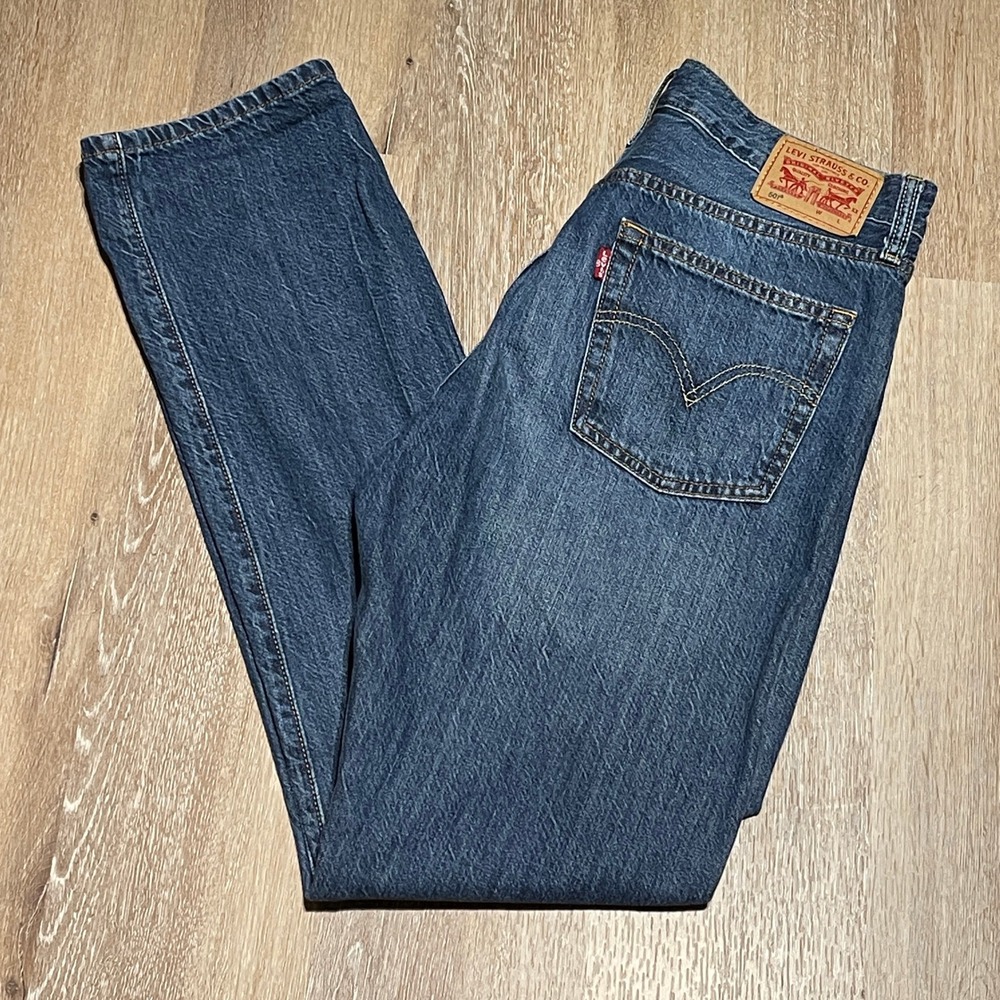 Levi's 505‎ Regular Fit Jeans Mens W28 L32 Medium Wash Denim Distressed Ripped